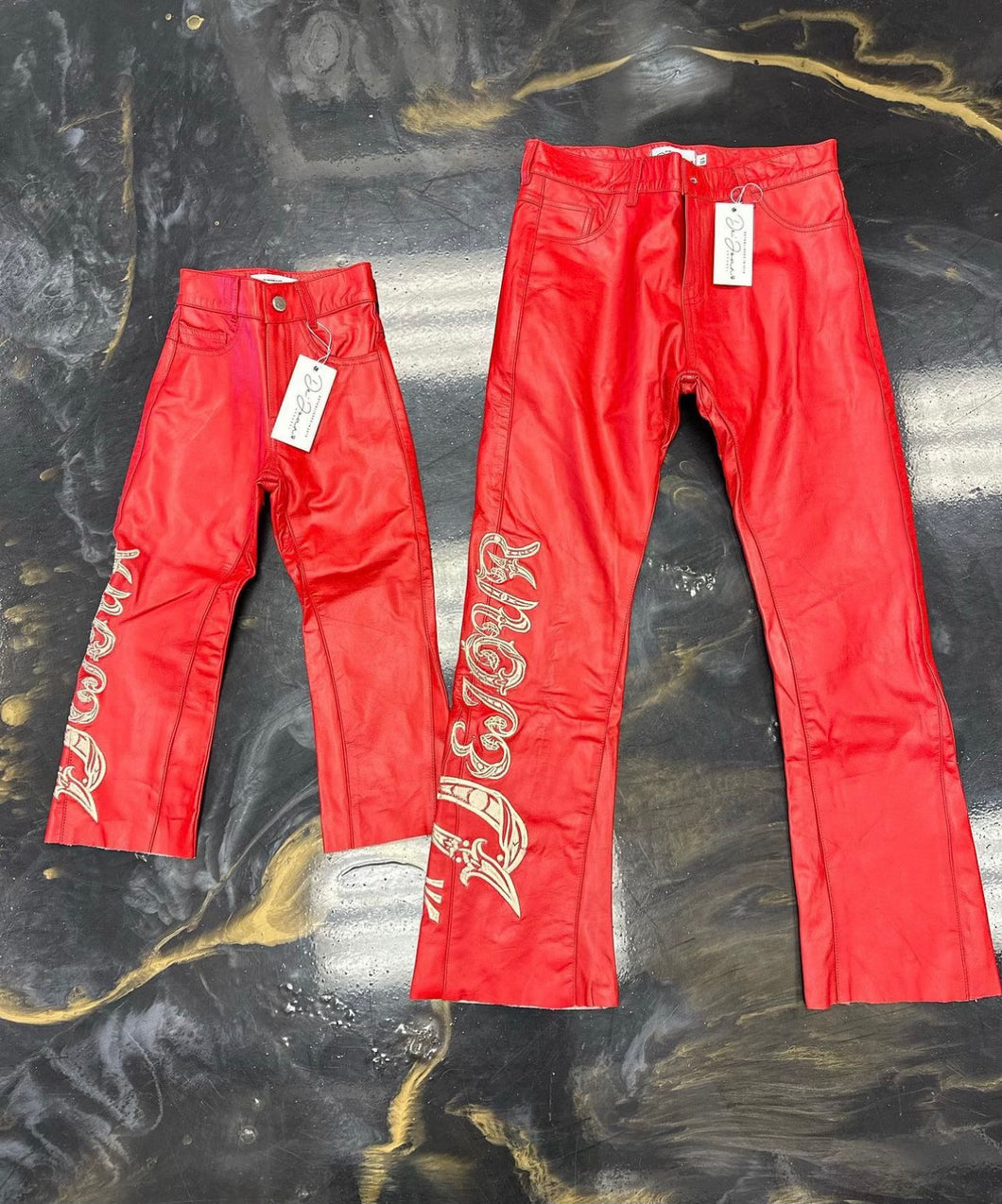 KIDS STACKED LEATHER PANTS